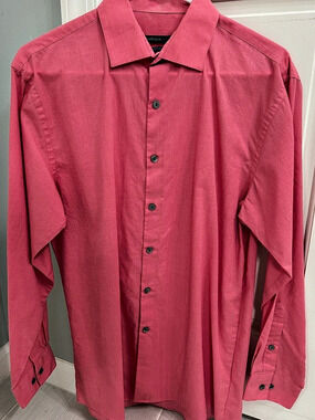 Van Heusen Studio Men’s Slim Fit Stretch Pink Raspberry Dress Shirt 15.5 32/33